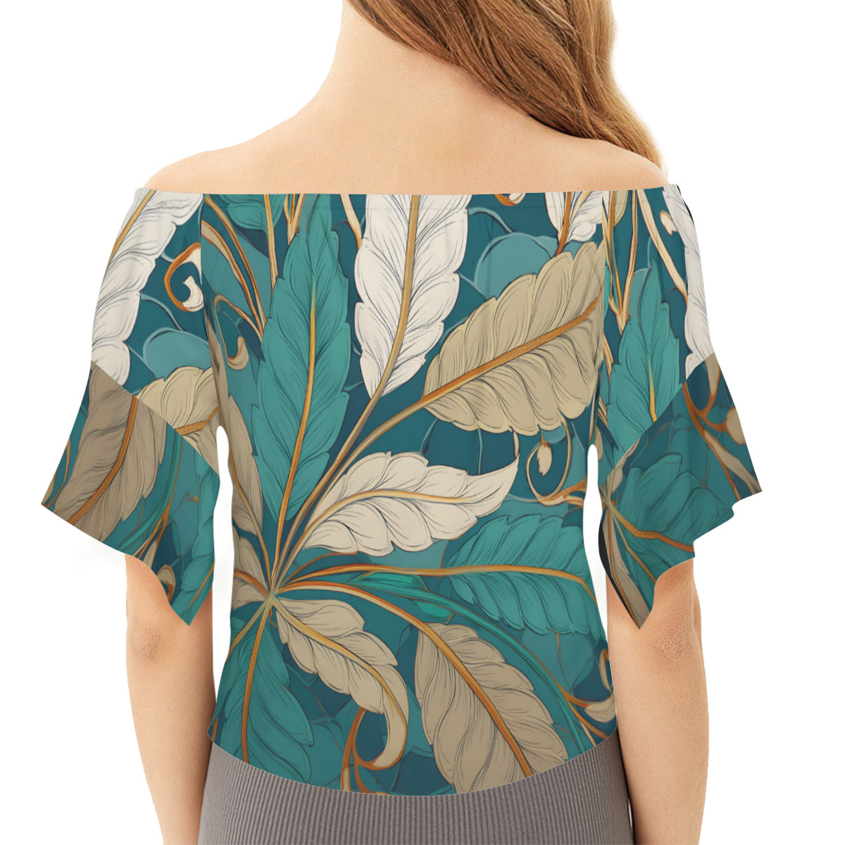 Abstract Pattern Women's One-shoulder Tie Short Sleeves T-shirt