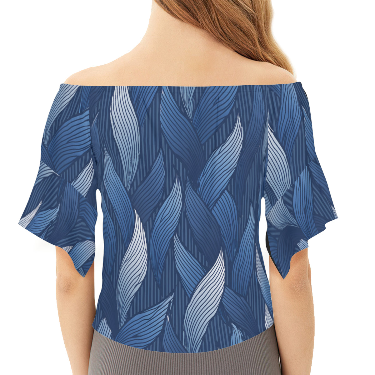 Blue Style Women's One-shoulder Tie Short Sleeves T-shirt