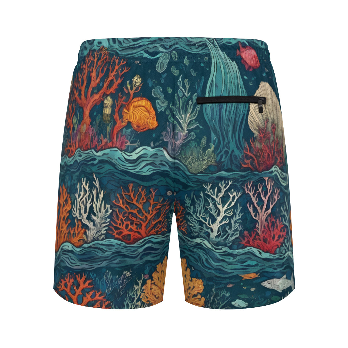 Under Sea Beauty All-Over Print Men's Casual Shorts Double-Layer Sports Beach Shorts | Polyester