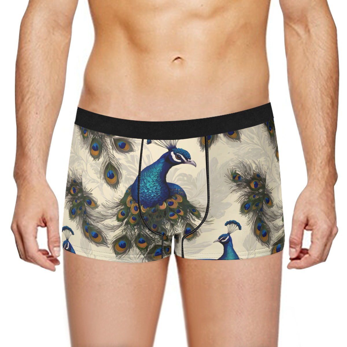 Peacock Design Men's Underwear (Front and Back Design)丨Polyester
