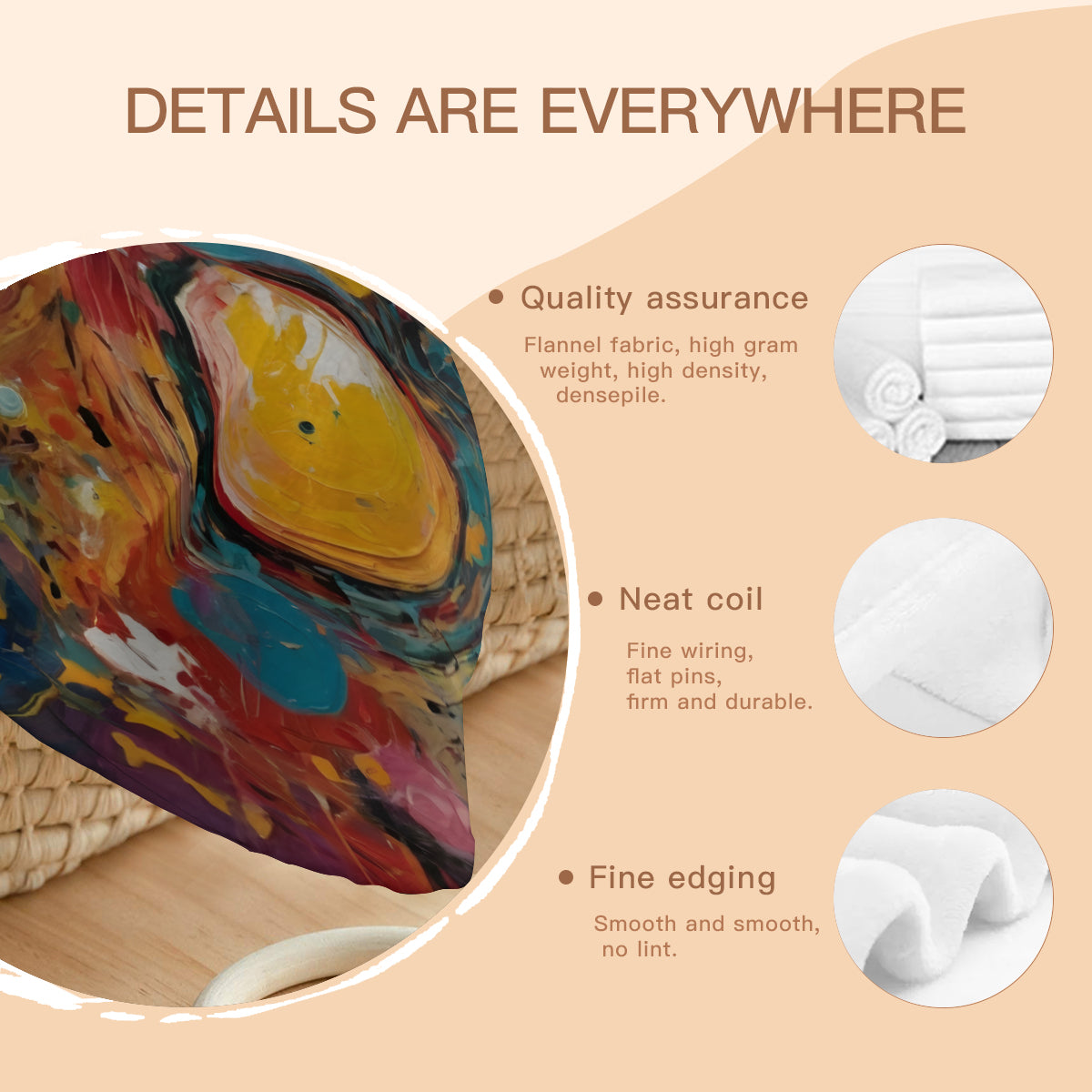 Crazy Design Single-Sided Printed Round Blanket | 280GSM Flannel