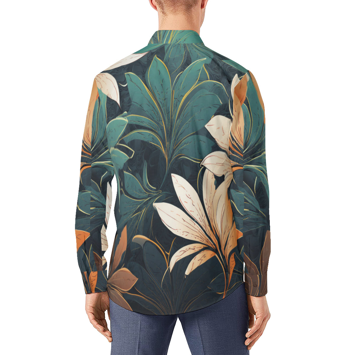 Floralgreen Men's Classic Long-Sleeved Shirt