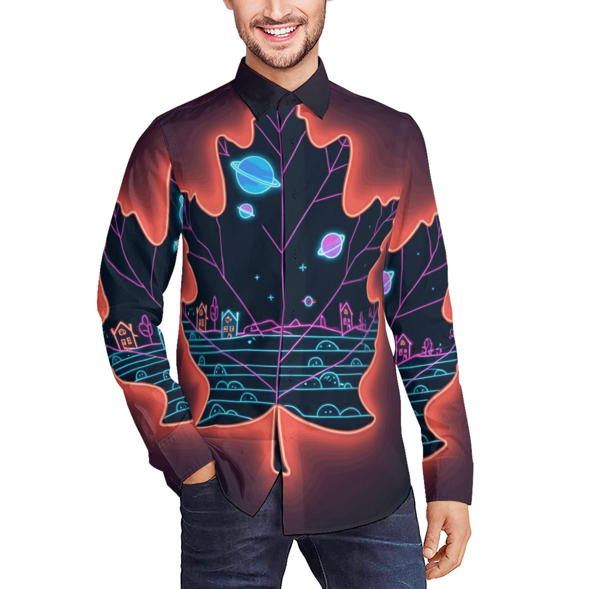 Smart Leave Men's Classic Long-Sleeved Shirt | Polyester