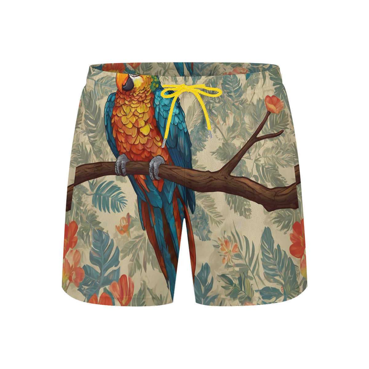 Parrot Design Men's Casual Shorts Double-Layer Sports Beach Pants (Short) | Polyester