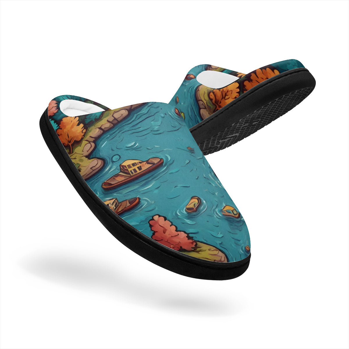 River Front Design Personalized Warm Cotton Slippers | Flannel
