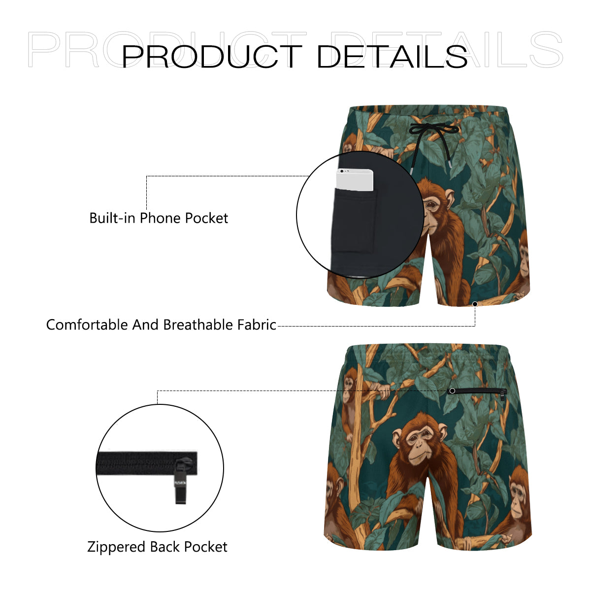 Monkey Vibes Short Sports Beach Shorts