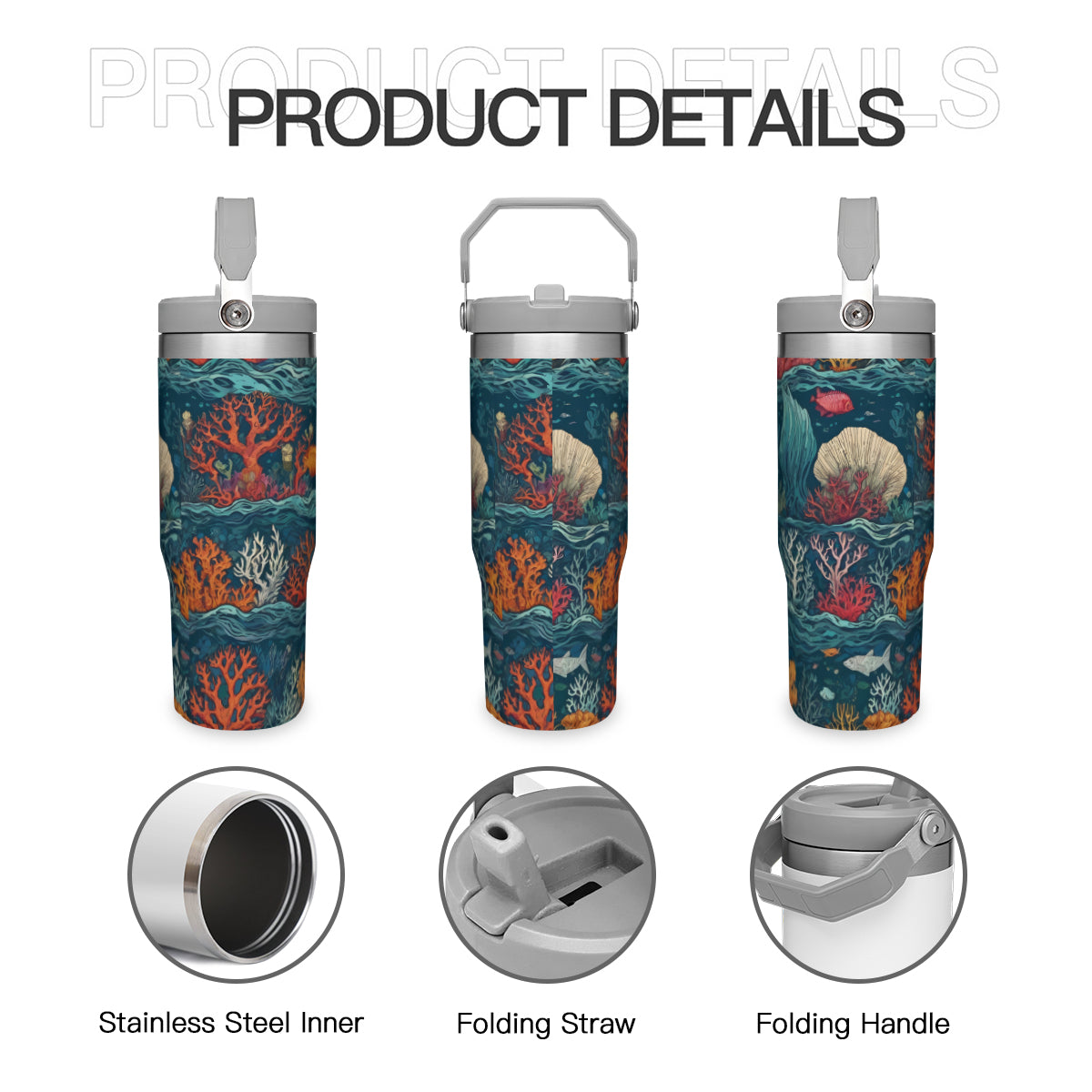 Under Sea Beauty Personalized Portable Tumbler (880ml/30oz) | Stainless Steel 304