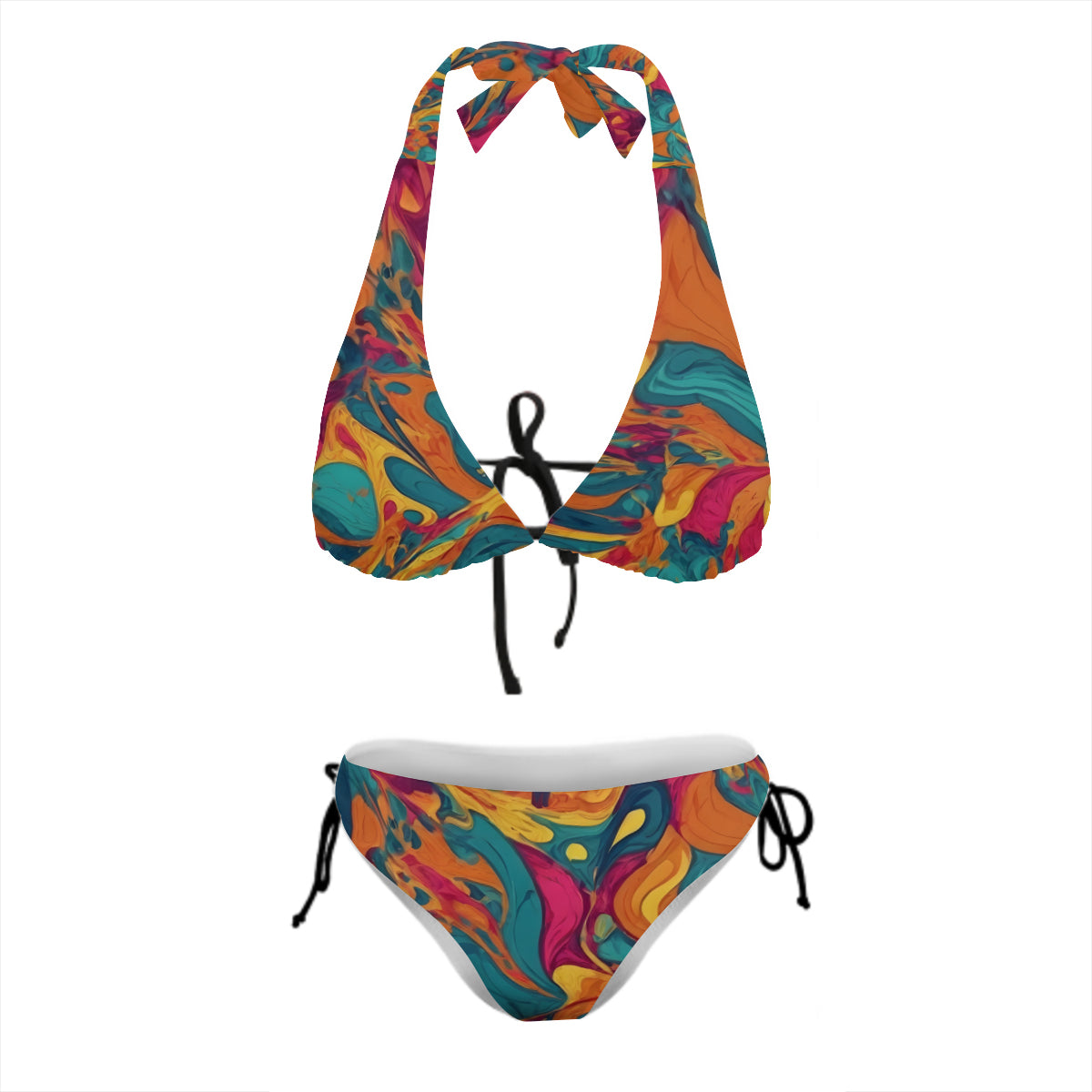 Colorful Pattern Bikini Swimsuit Polyester+Spandex