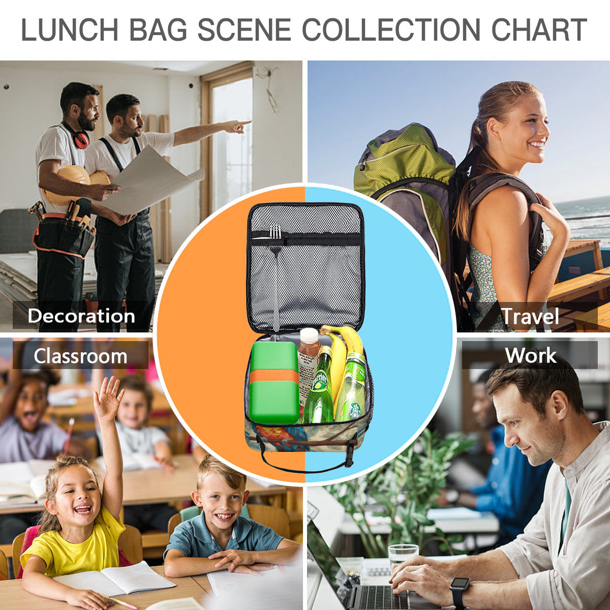 Parrot Design Portable Handheld Insulated Lunch Bag|Oxford Cloth
