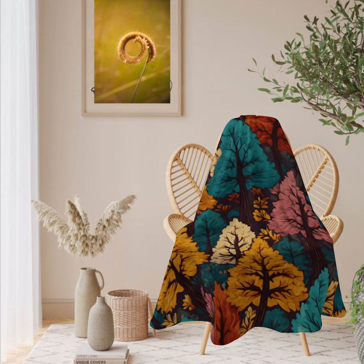 Beautiful Floral Single-Sided Printed Round Blanket | 280GSM Flannel