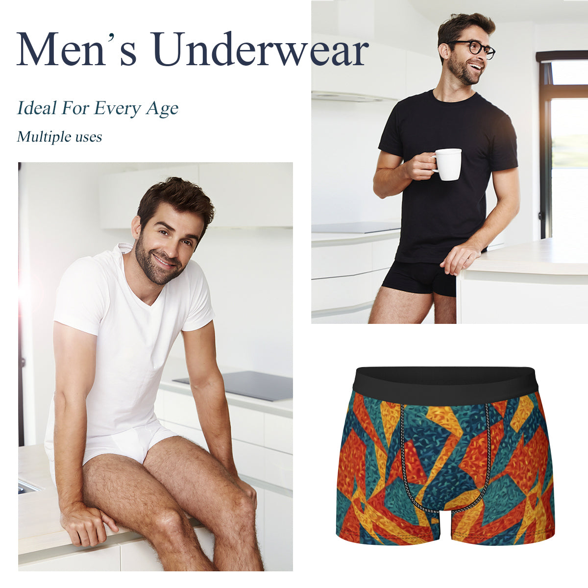 Abstract Pattern Men's Underwear (Front and Back Design)丨Polyester