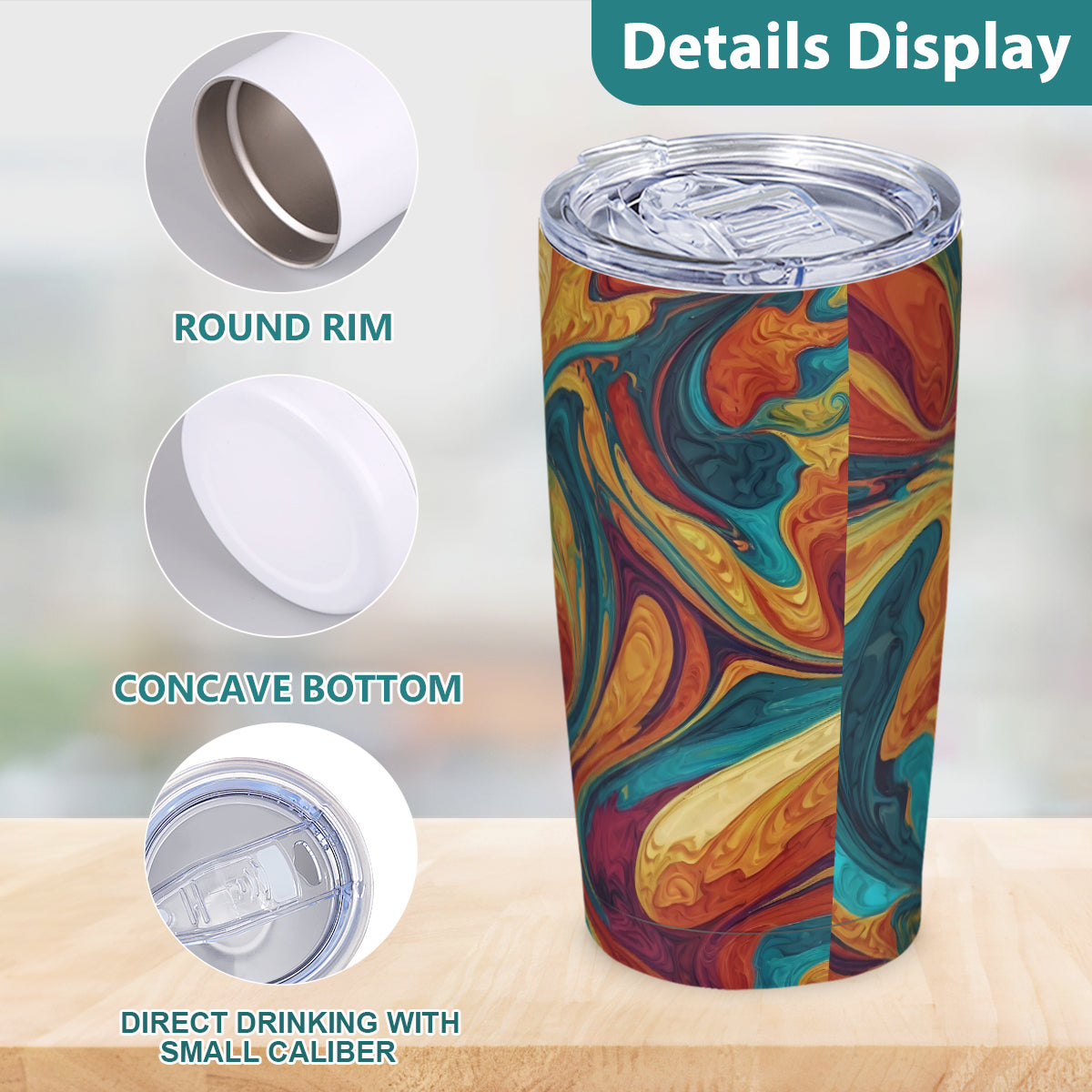 Colorful Design Outdoor Travel Carry Tumbler (600ml/20oz) | Stainless Steel 304