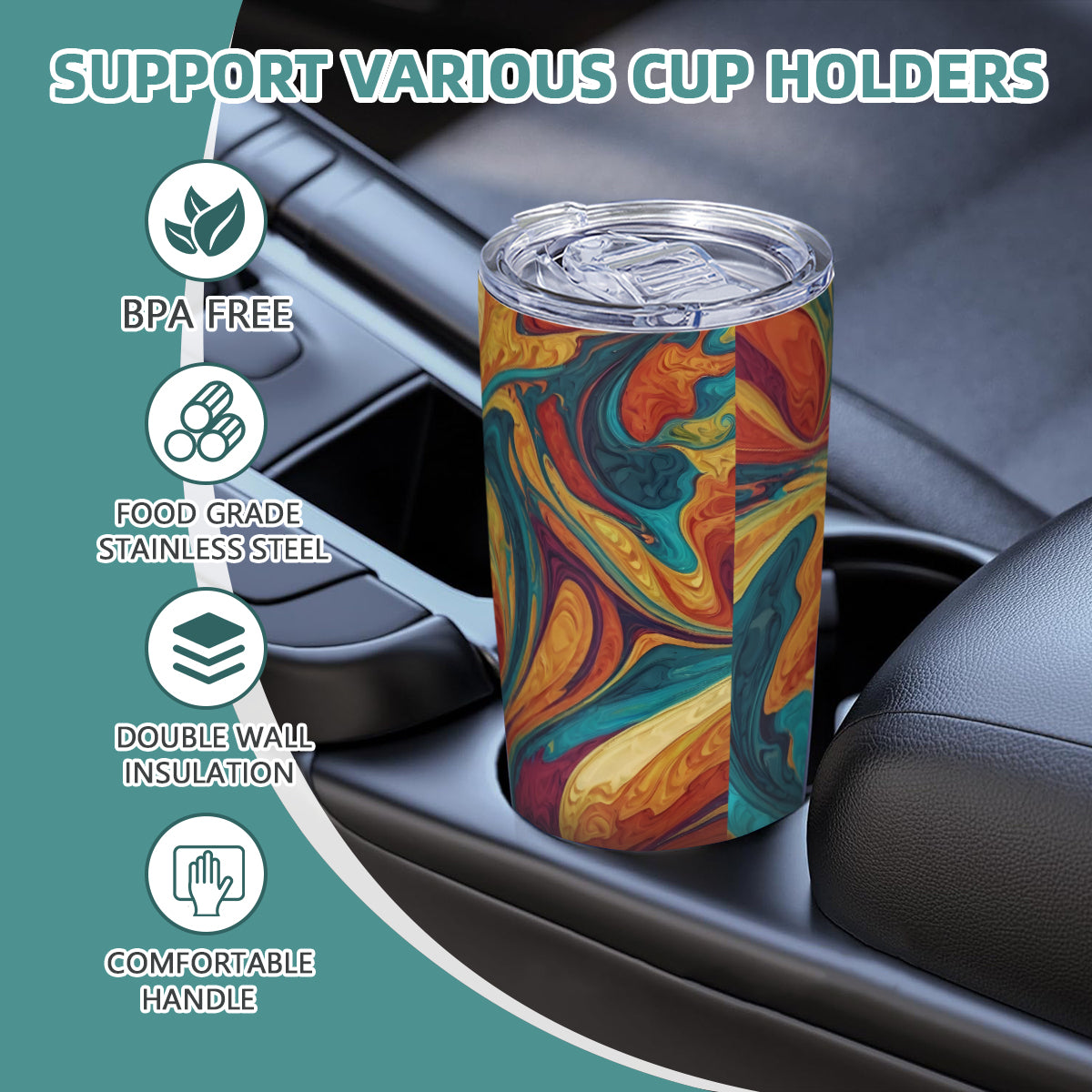 Colorful Design Outdoor Travel Carry Tumbler (600ml/20oz) | Stainless Steel 304
