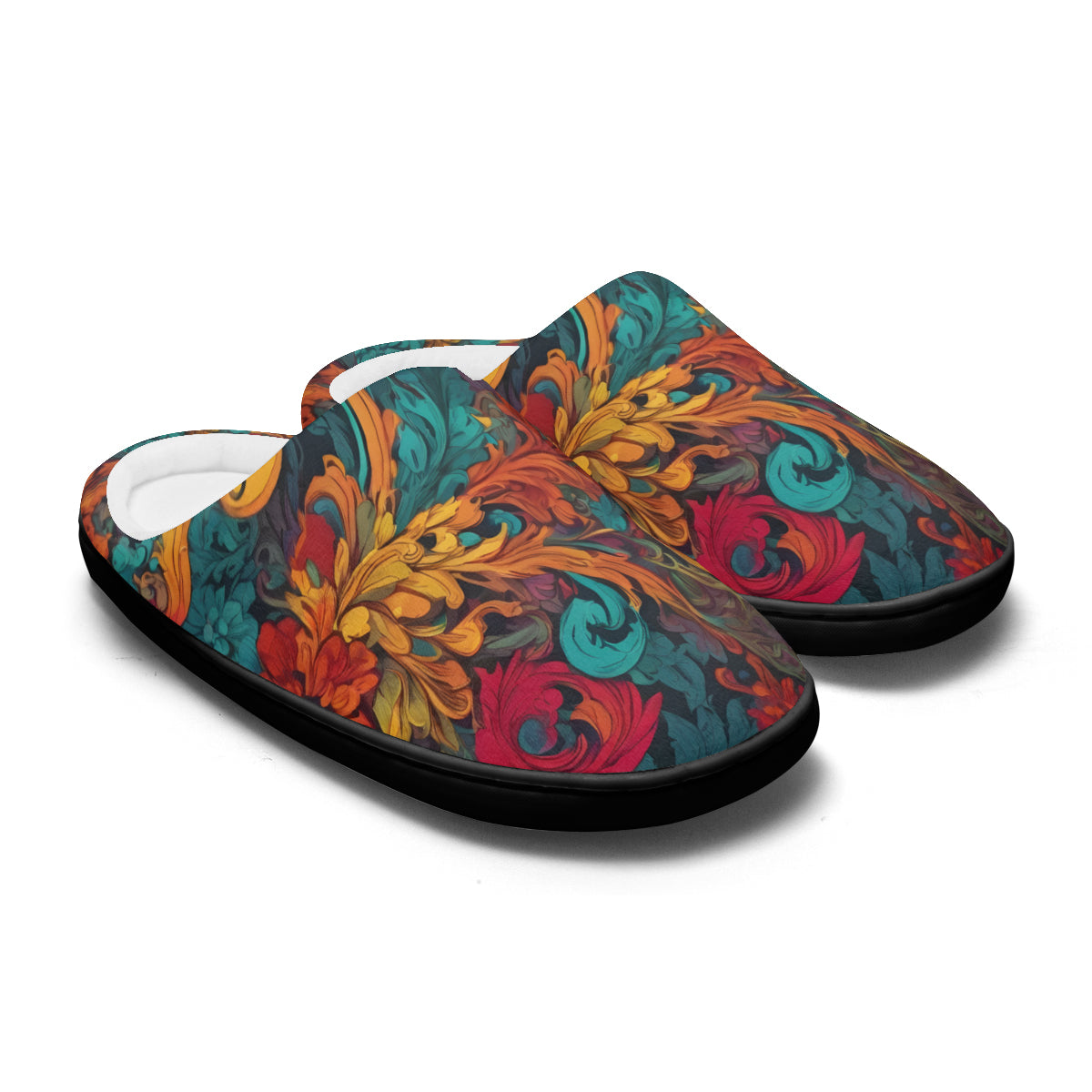 Awesome Flower Design Personalized Warm Cotton Slippers | Flannel