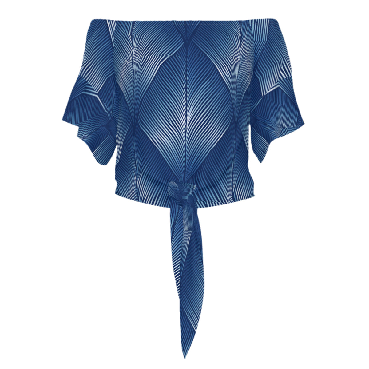 Blue Design Women's One-shoulder Tie Short Sleeves T-shirt