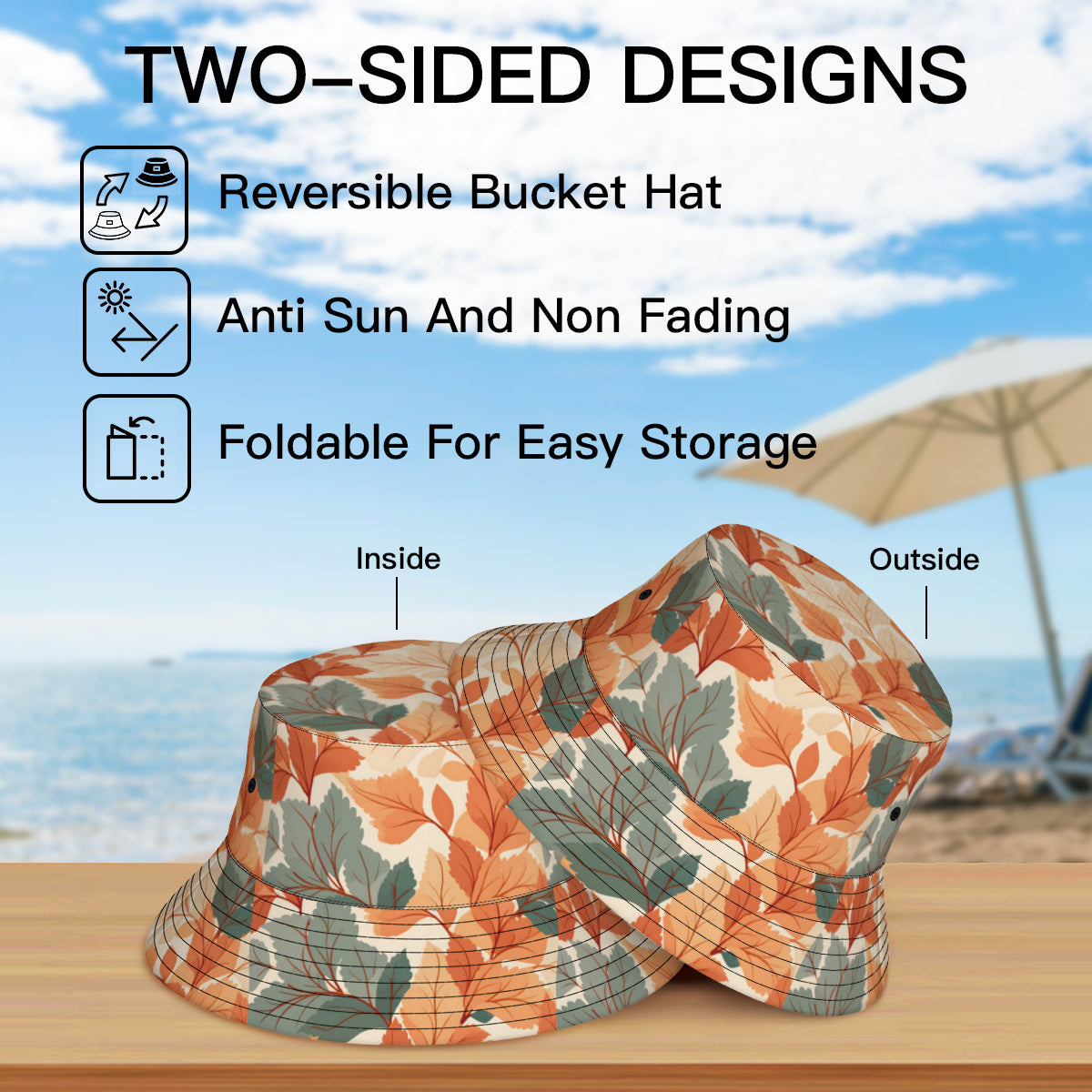 Floral Double-Sided Fisherman Hat | Polyester
