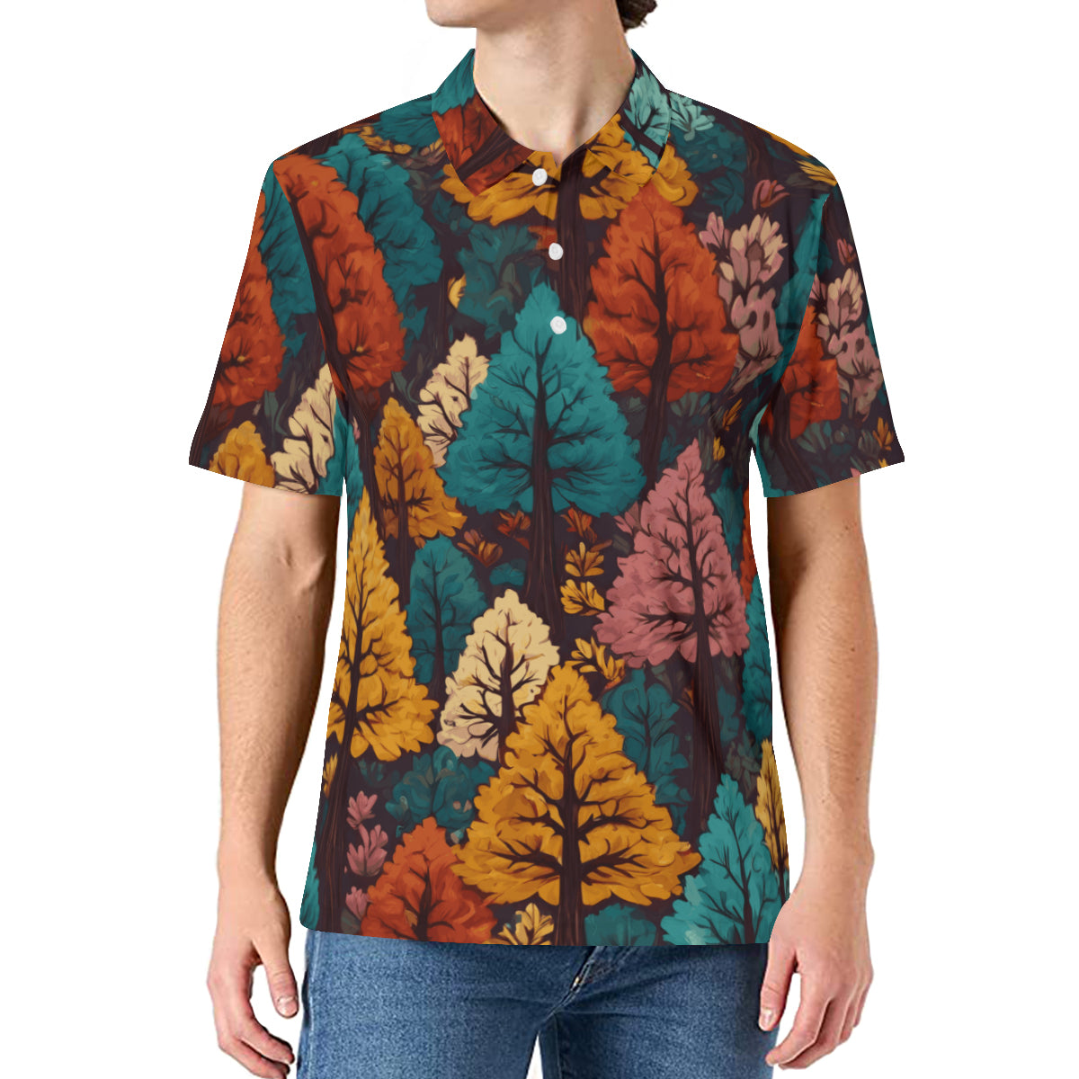 Beautiful Floral Men's Premium European Size POLO Shirt | 95% Polyester+5% Spandex