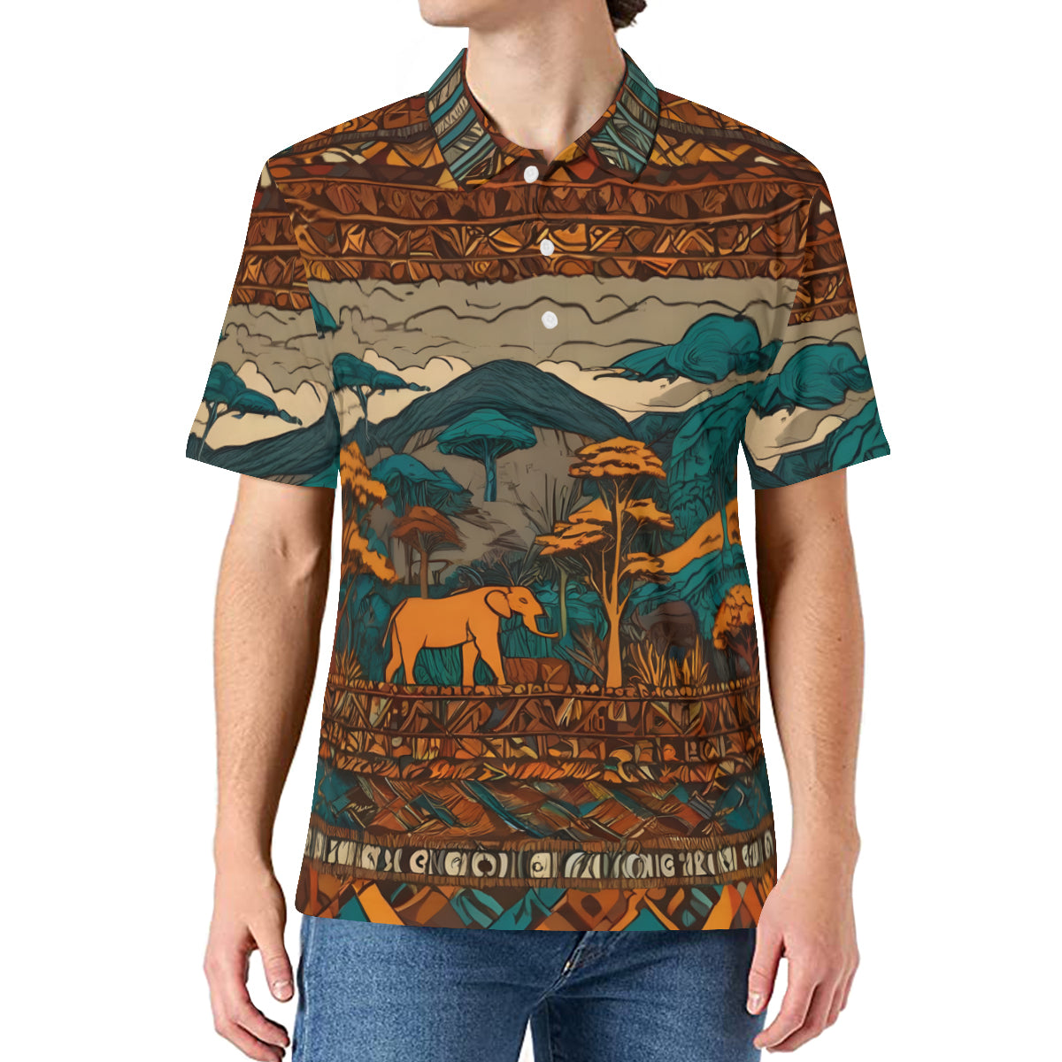 Beautiful Landscape Men's Premium European Size POLO Shirt | 95% Polyester+5% Spandex