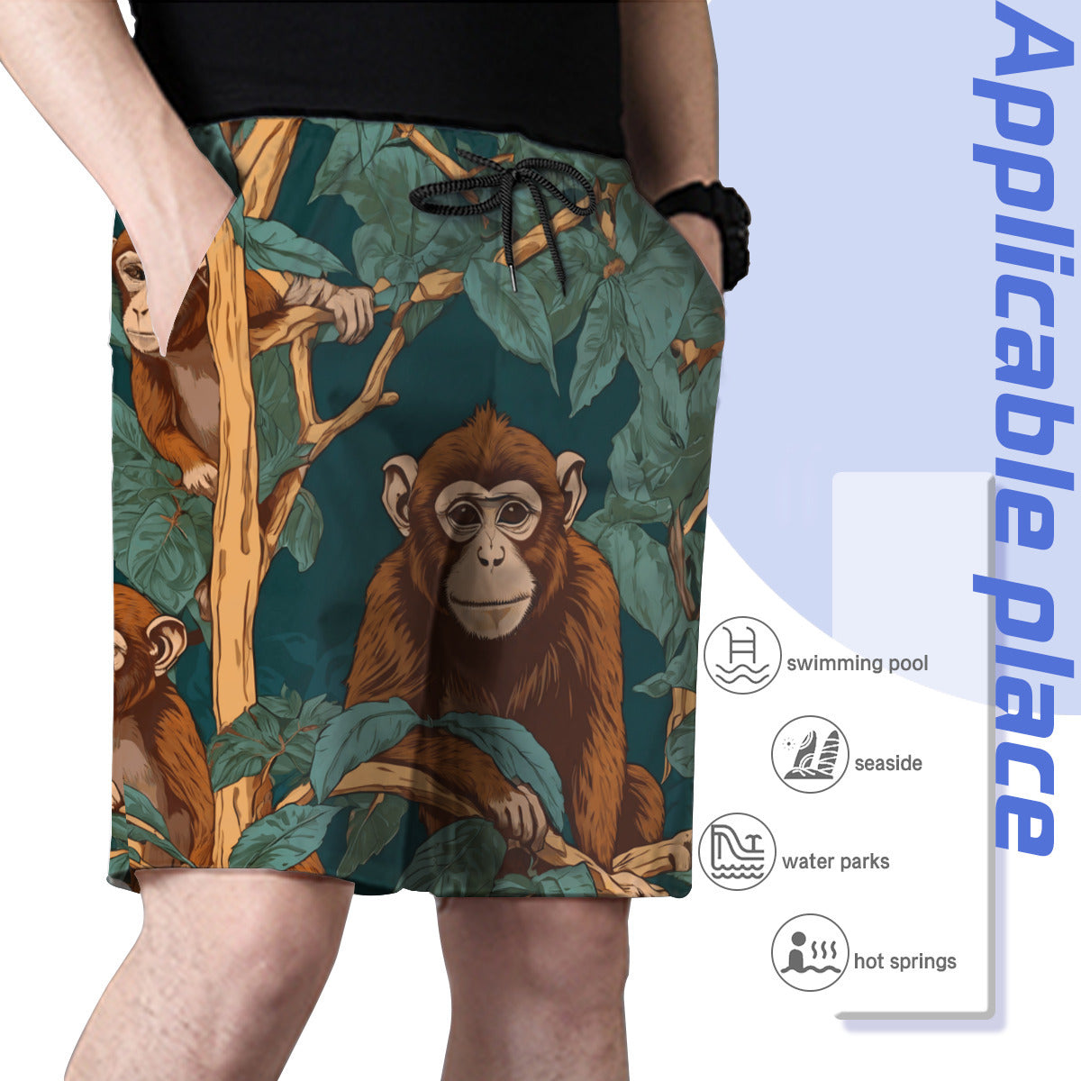 Monkey Vibes Men's Comfortable Beach Shorts