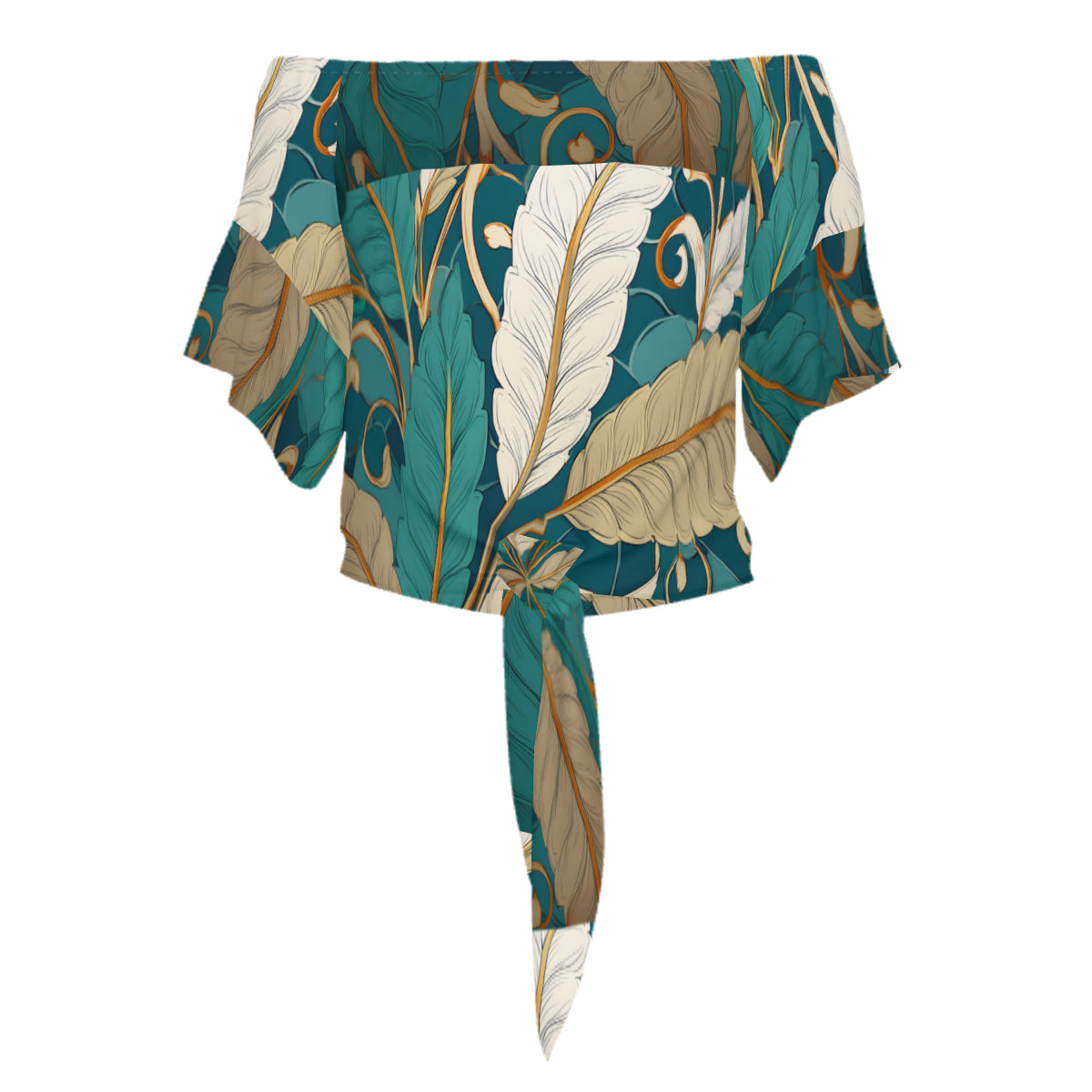 Abstract Pattern Women's One-shoulder Tie Short Sleeves T-shirt