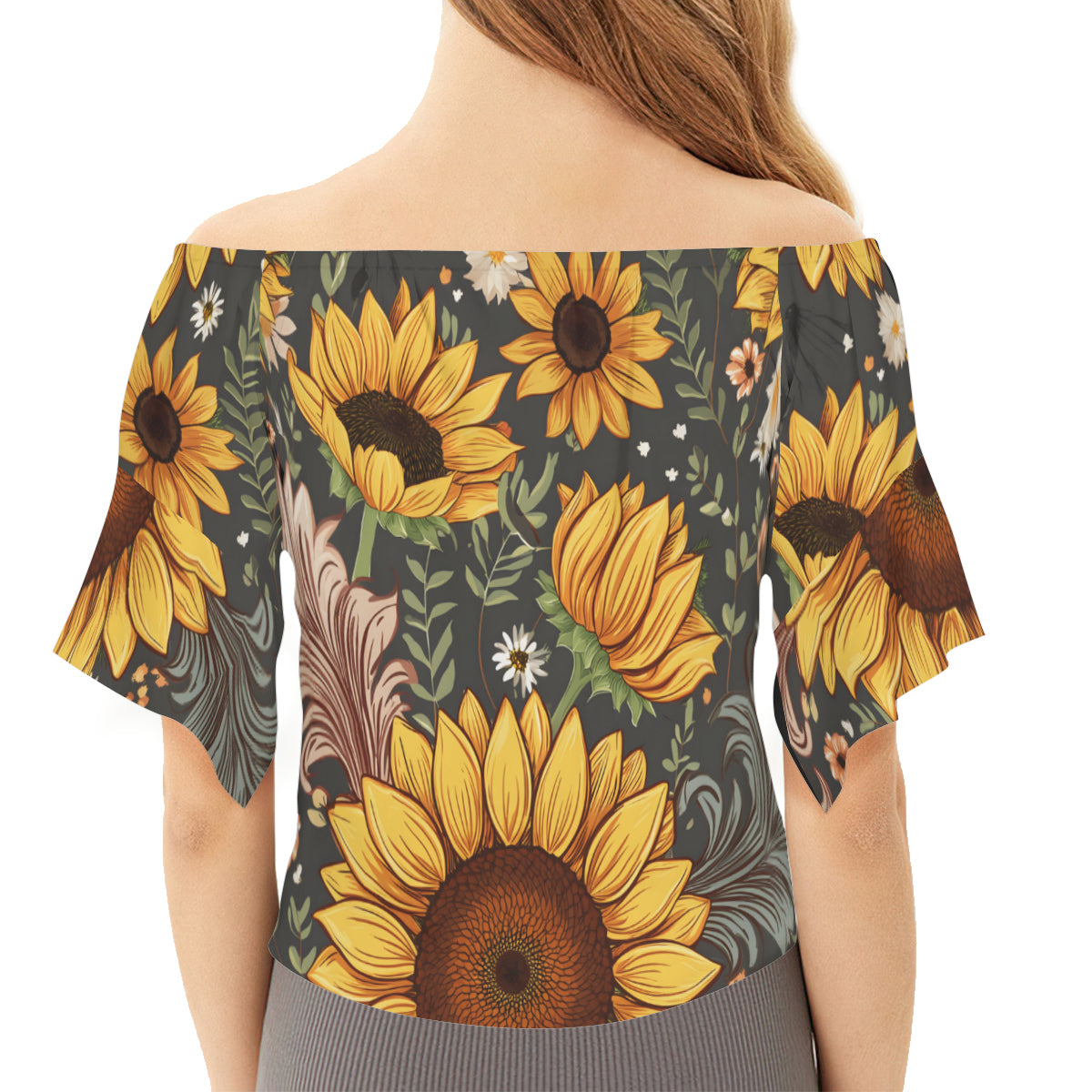 Sunflower Women's One-shoulder Tie Short Sleeves T-shirt