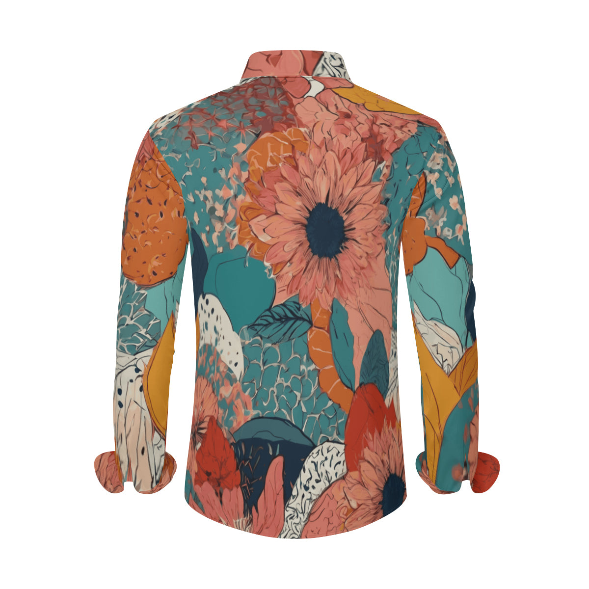 Awesome Floral Men's Classic Long-Sleeved Shirt | Polyester