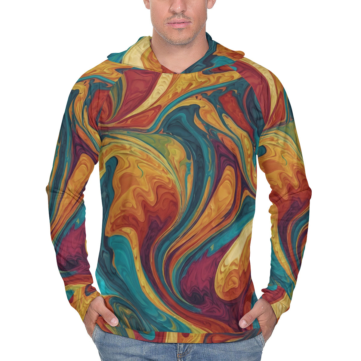 Colorful Design Men's Sun Protection Long Sleeve Hoodie
