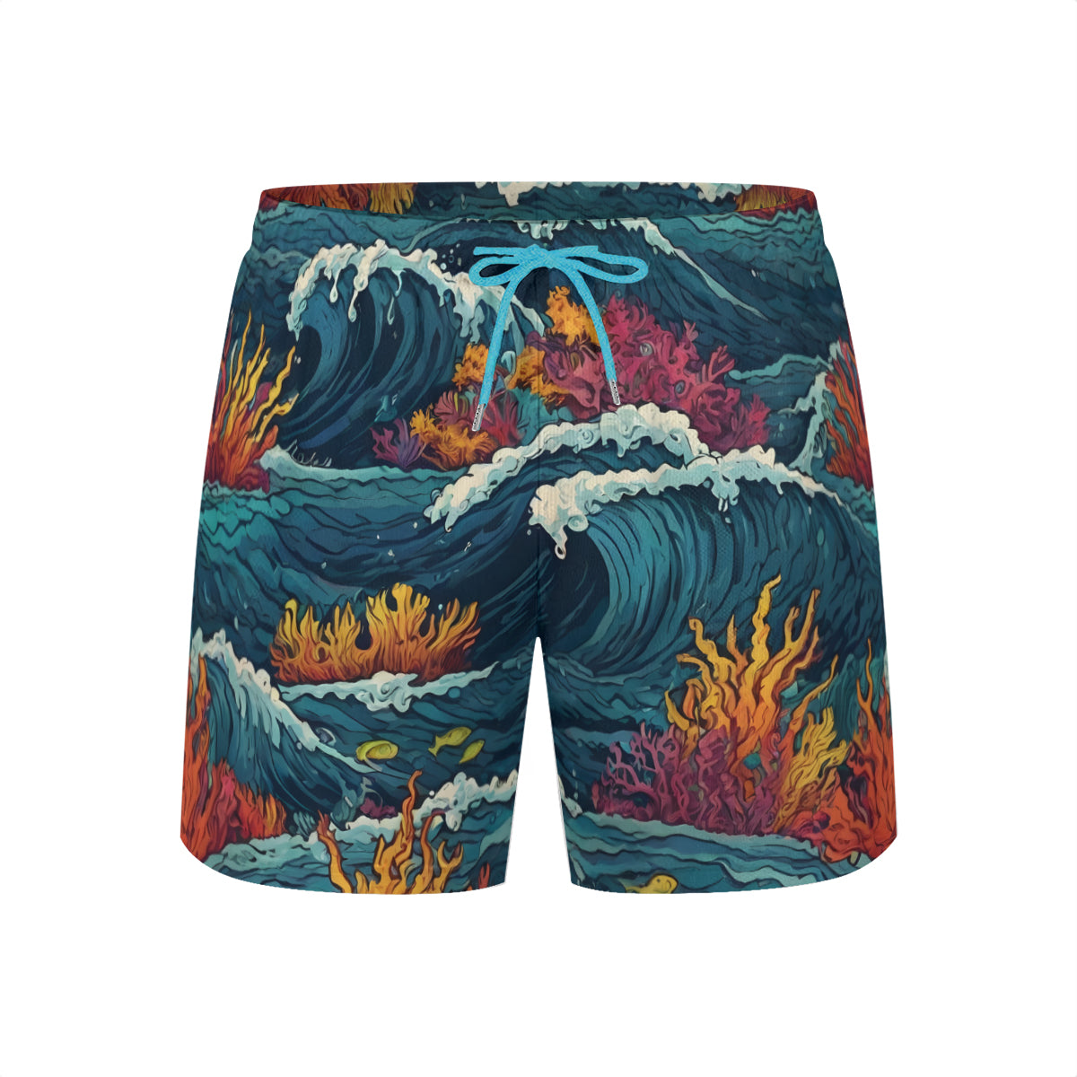 Ocean Waves Short Sports Beach Shorts (Multifaceted Design) | Polyester