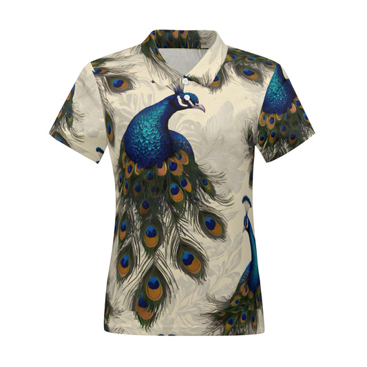 Peacock Design Women's Short-Sleeved Polo Shirt