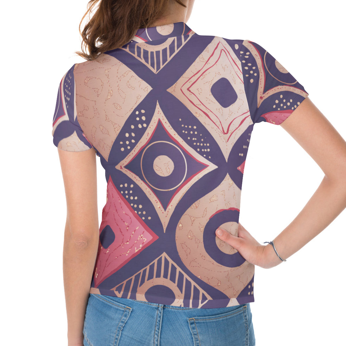 Fine Abstract Women's Short-Sleeved Polo Shirt