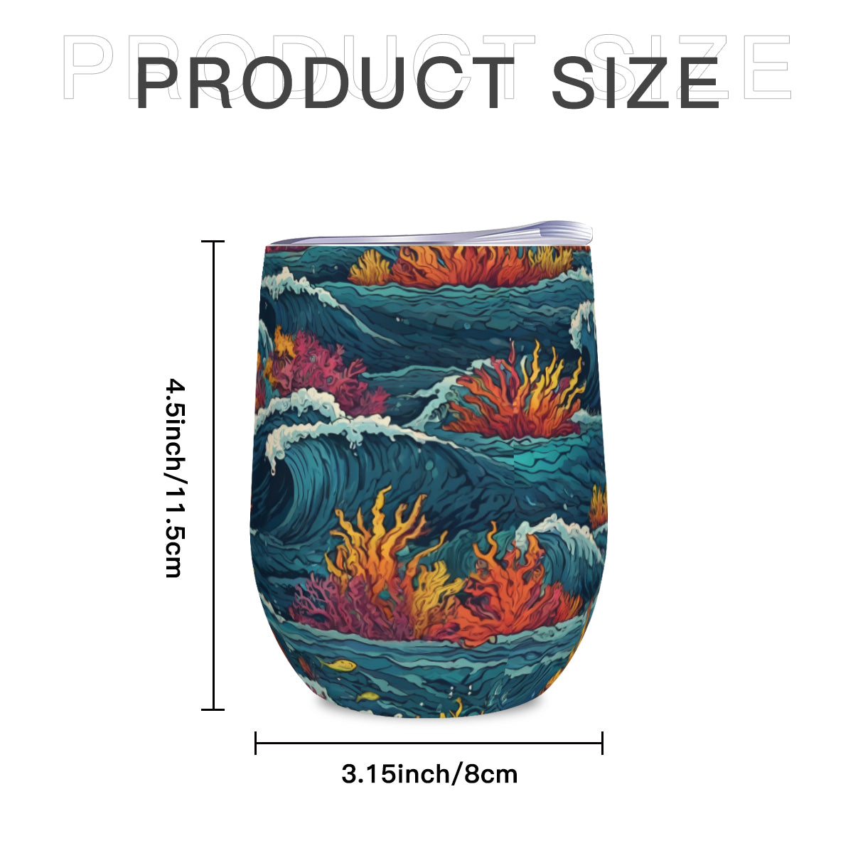 Ocean Waves Stemless Wine Tumbler(350ml/12oz)| Stainless steel 304