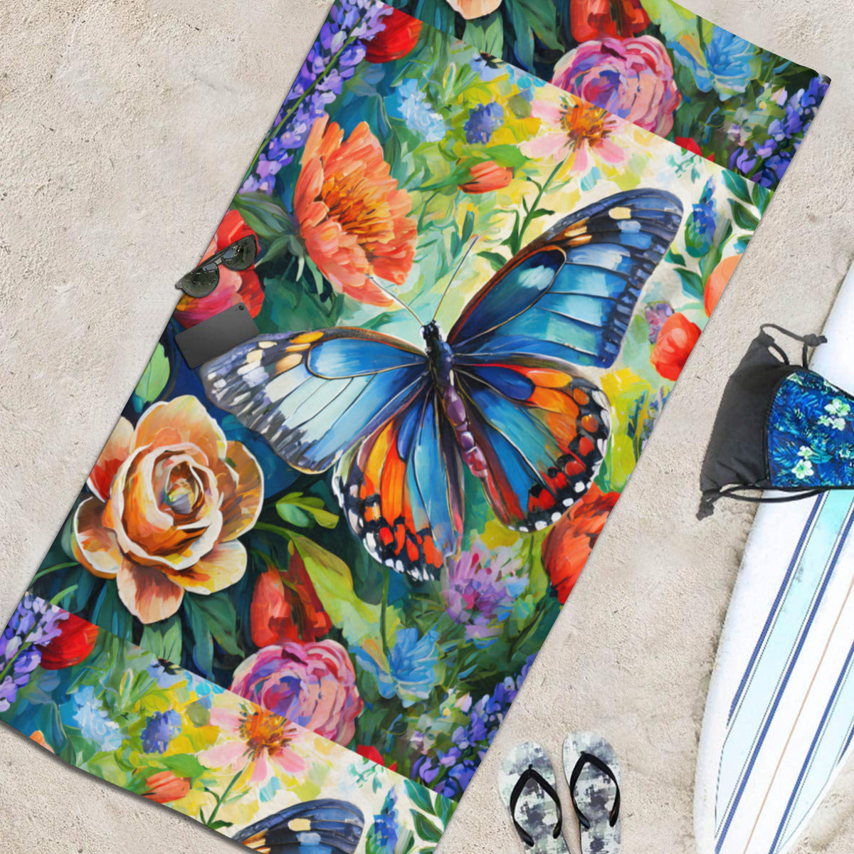 Tropical Butterfly Beach towel 33×52inch|Microfiber