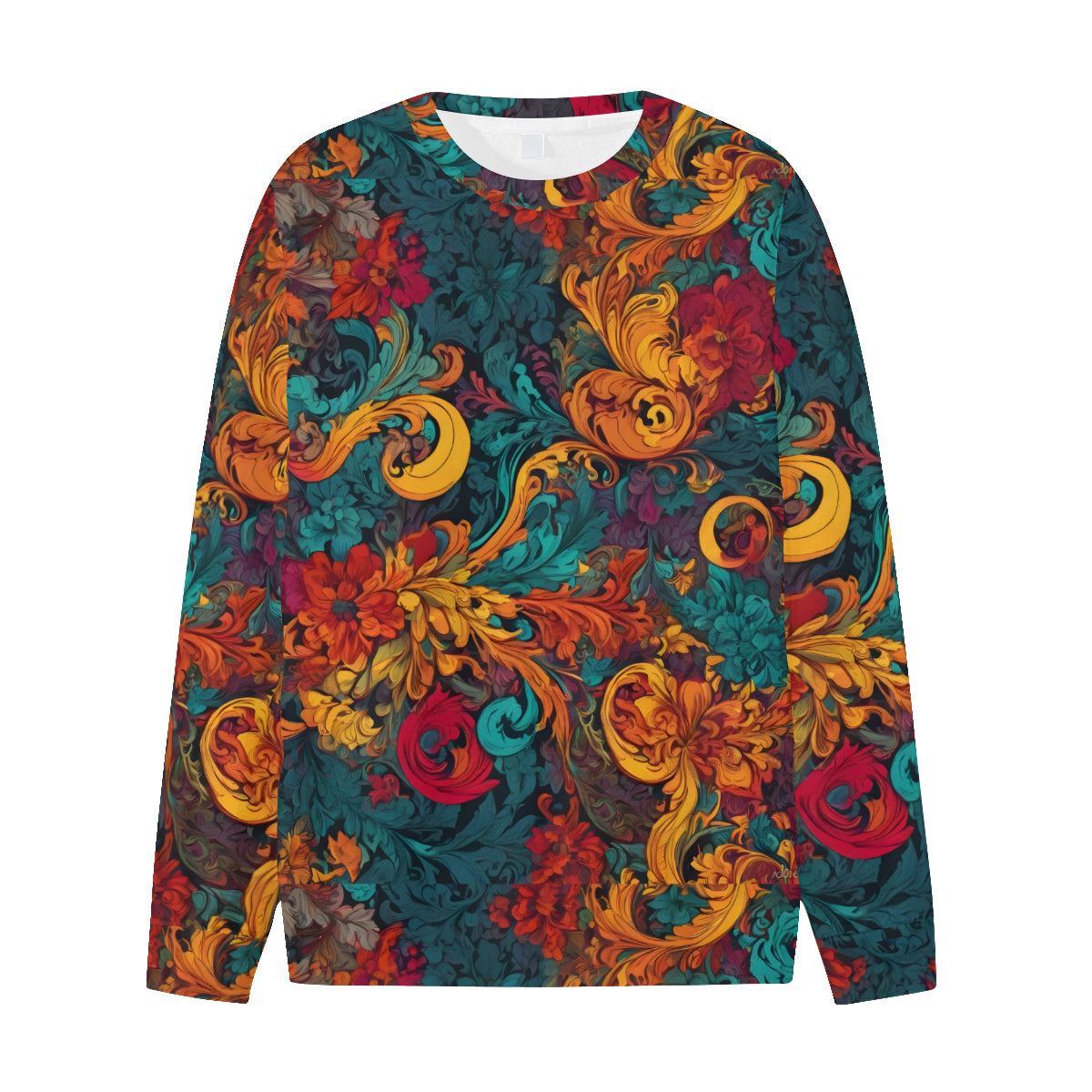 Awesome Flower Design Men's O-Neck EU Size Long-Sleeved T-Shirt | 180GSM Cotton