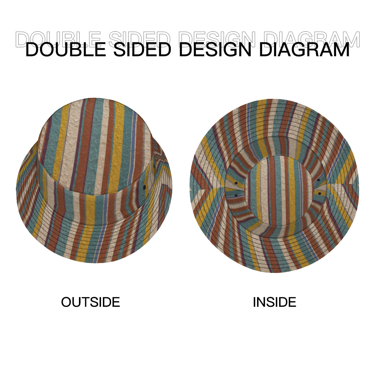 Strip Design Fisherman Hat | Polyester