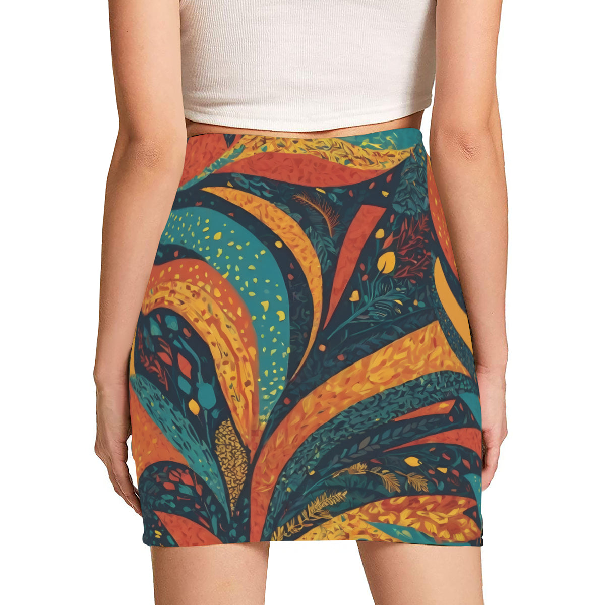 Abstract Beauty Wrap Hip Skirt|Polyester
