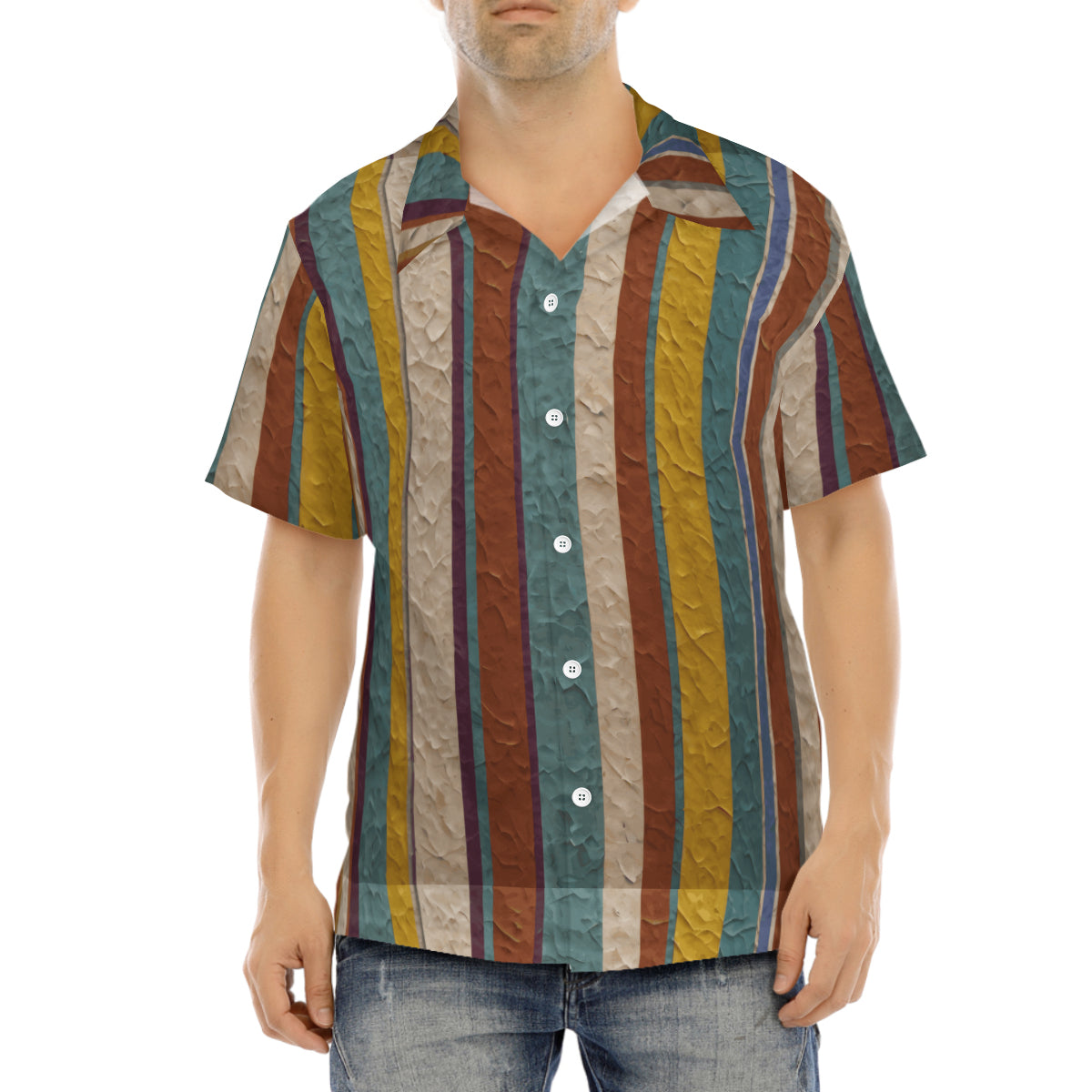 Strip Design Men's Short-Sleeve Hawaiian Shirt (Lightweight) | Polyester