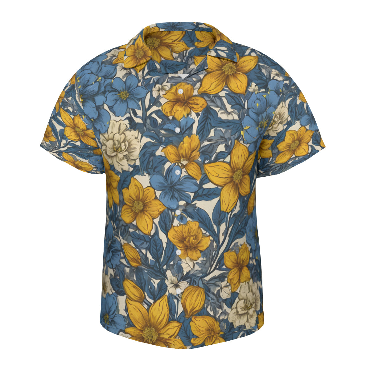 Abstract Yellow Floral Men's Hawaiian Shirt(No chest pocket) | Polyester