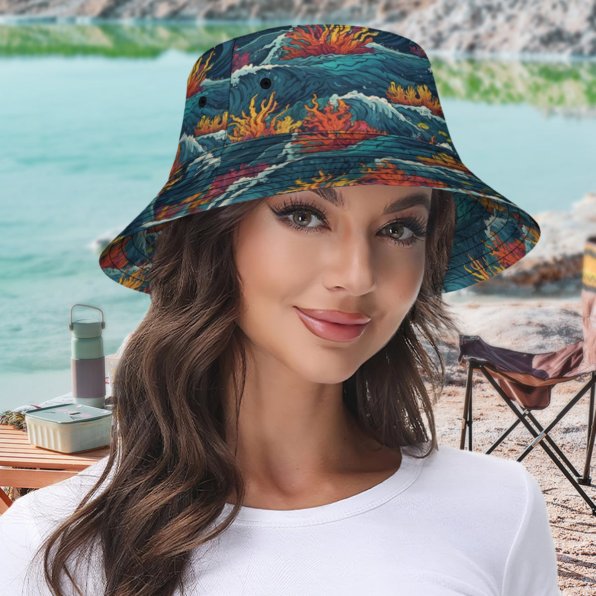Ocean Waves Fisherman Hat | Polyester
