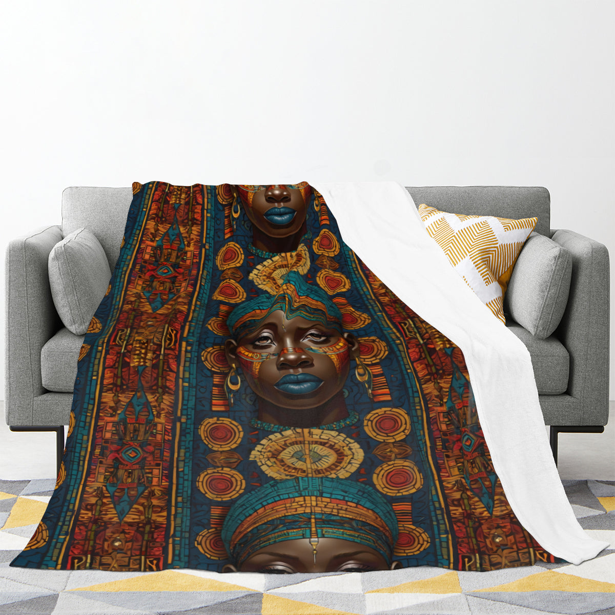 African Image Single-Sided Printed Blanket (Vertical) | 350GSM Flannel