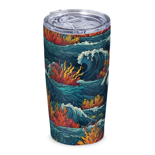 Ocean Waves Outdoor Travel Carry Tumbler (600ml/20oz) | Stainless Steel 304
