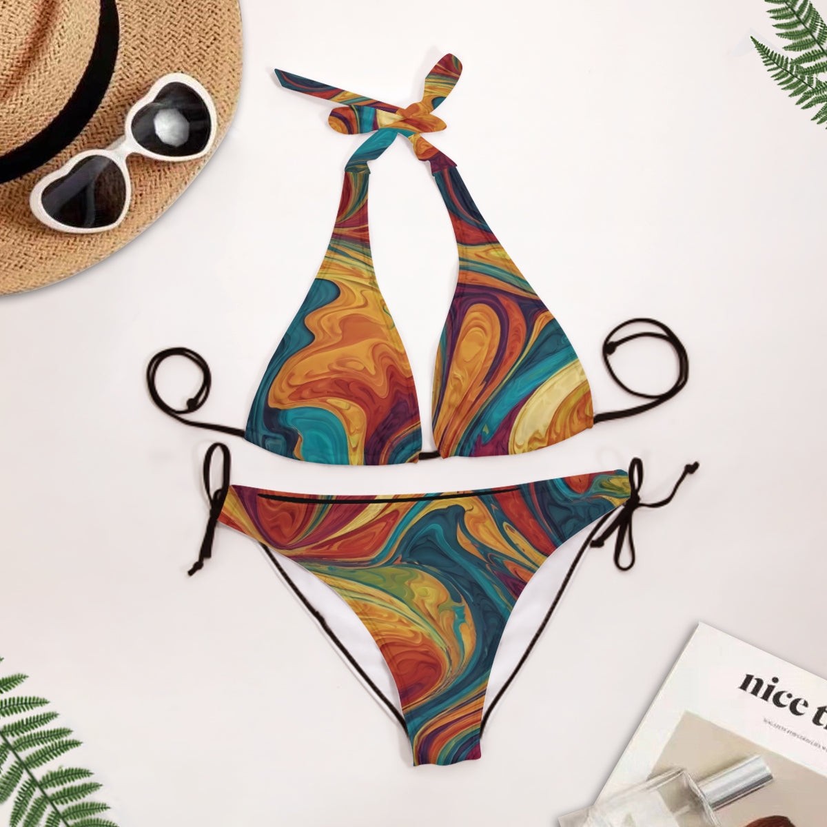 Colorful Design Bikini Swimsuit