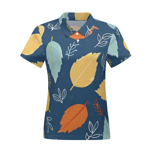 Beautiful Floral Women's Short-Sleeved Polo Shirt