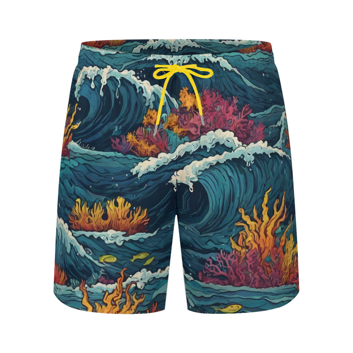 Ocean Waves Men's Casual Shorts Double-Layer Sports Beach Shorts | Polyester