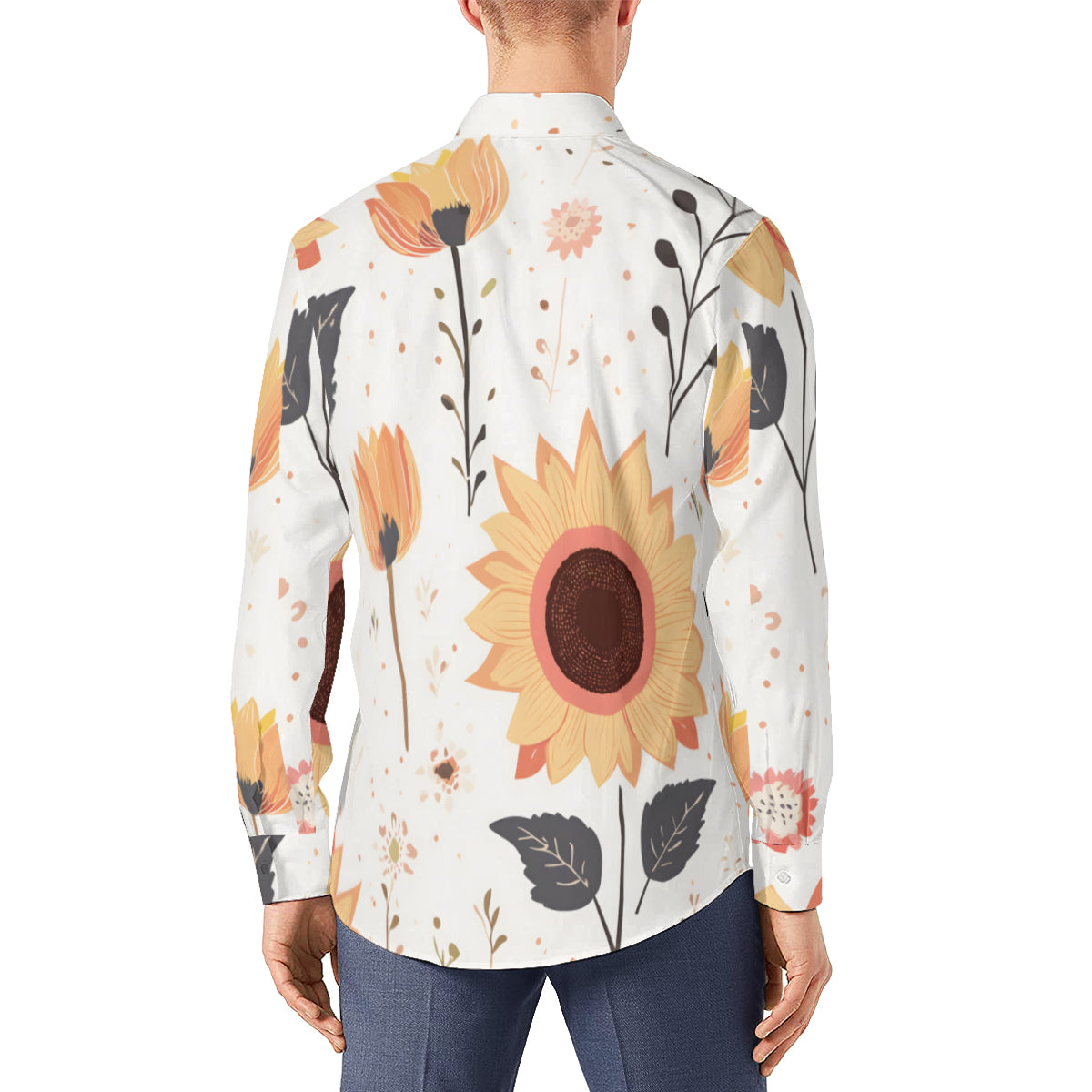 Floral Men's Classic Long-Sleeved Shirt