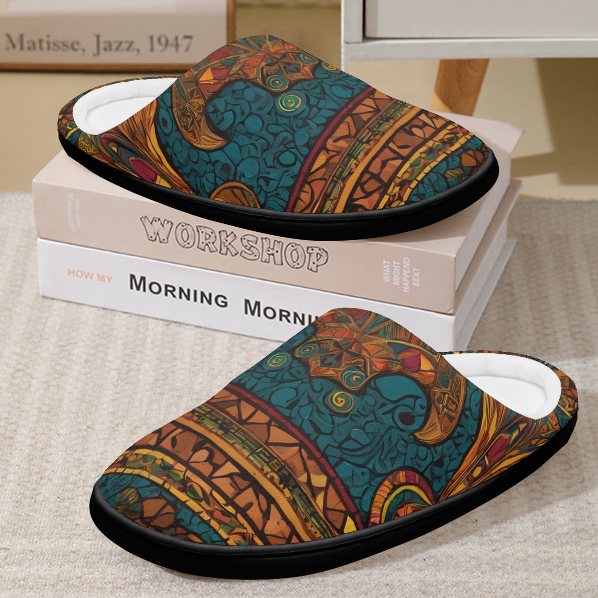 African Design Personalized Warm Cotton Slippers | Flannel