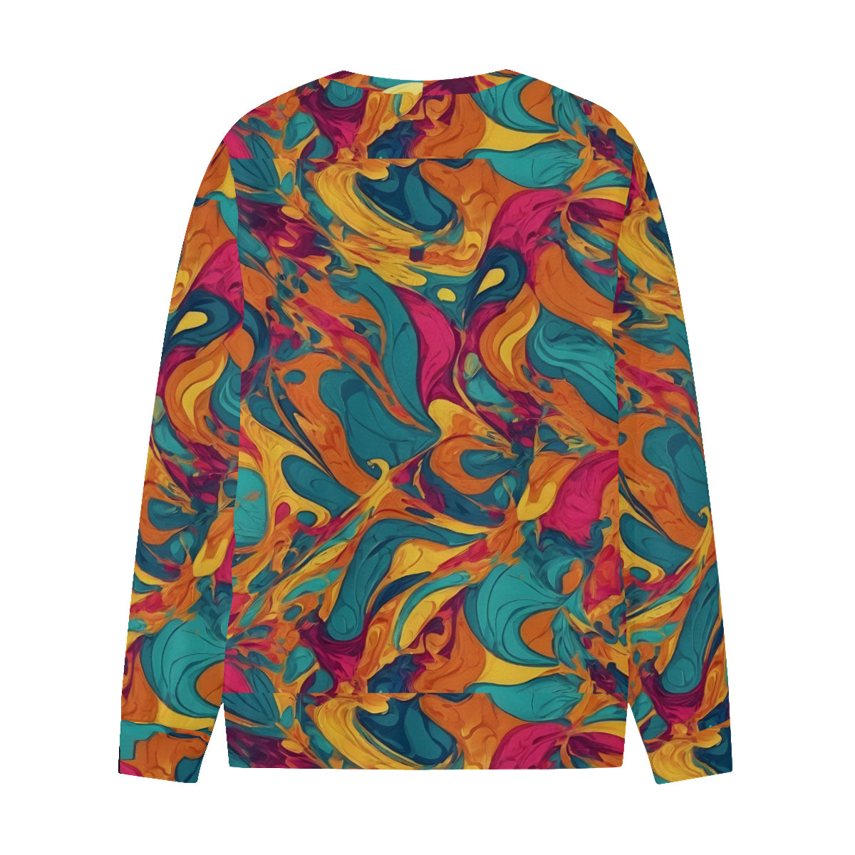 Colorful Pattern Men's O-Neck EU Size Long-Sleeved T-Shirt | 180GSM Cotton
