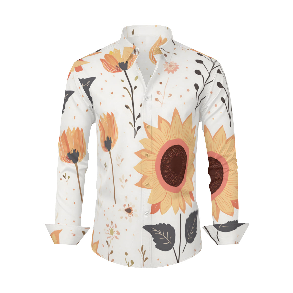 Floral Men's Classic Long-Sleeved Shirt