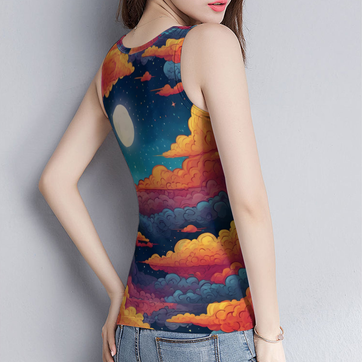 Sky Beauty Abstract Women's Casual Vest|Polyester