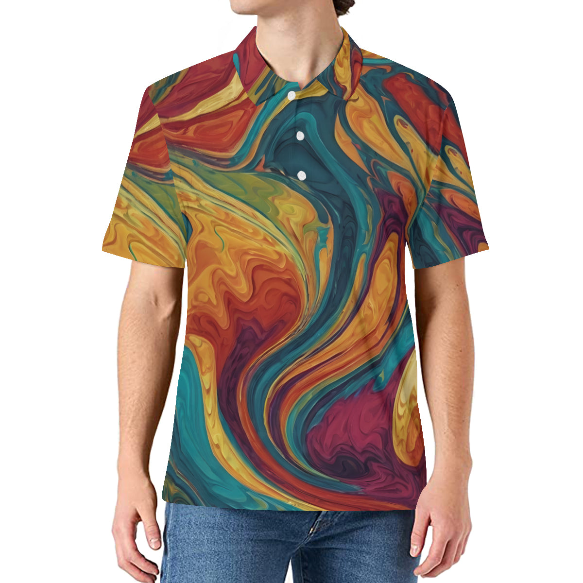 Colorful Design Men's Premium European Size POLO Shirt | 95% Polyester+5% Spandex