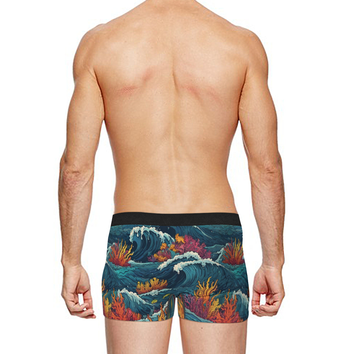 Ocean Waves Men's Underwear (Front and Back Design)丨Polyester